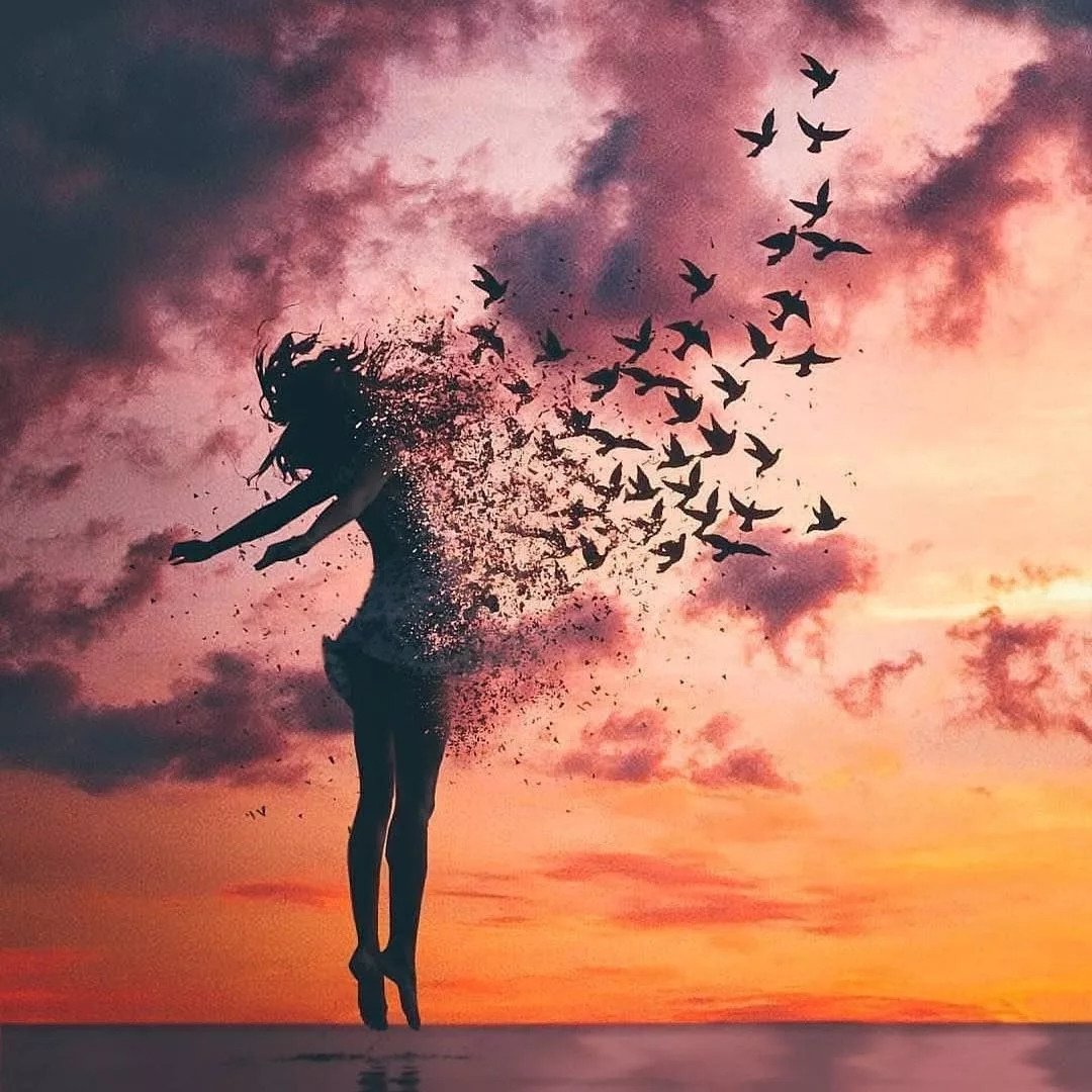 Птицы вылетают из человека