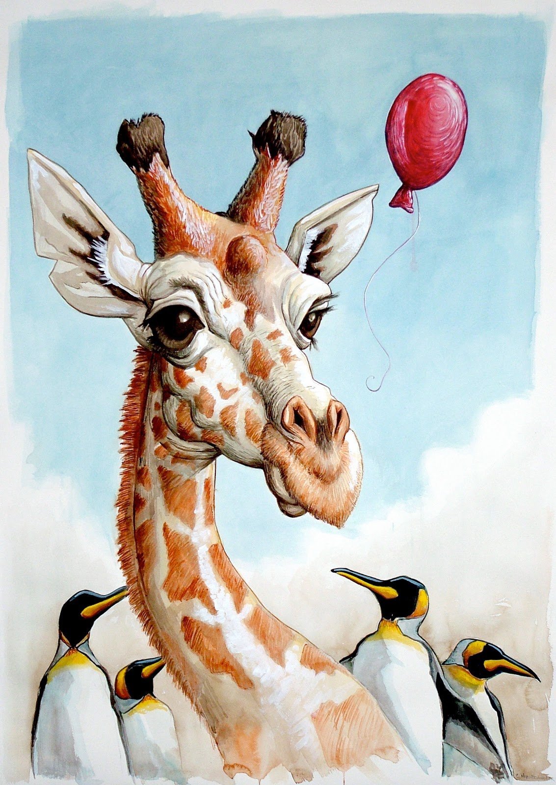 Жираф на холсте