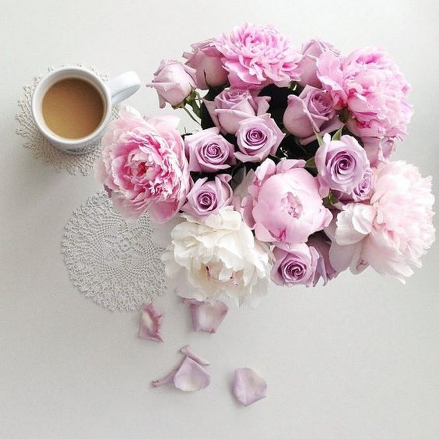 Нежный букет пионы с добрым утром