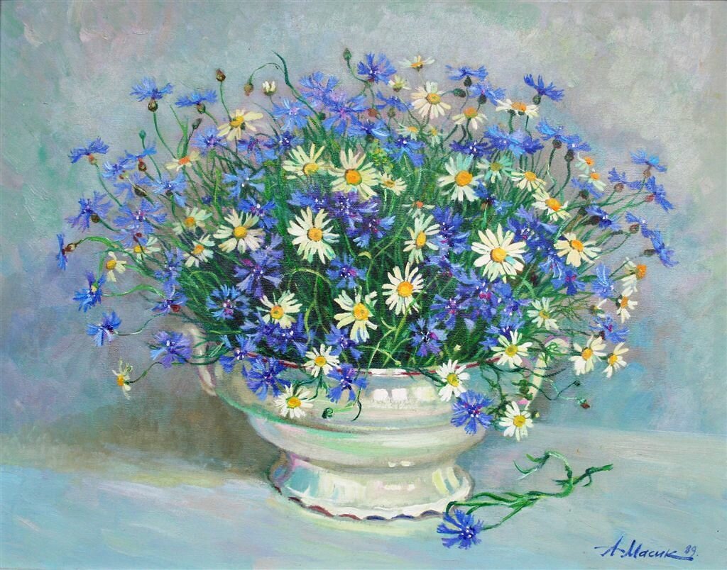 Ханс Эмменеггер букет Васильков подлинник