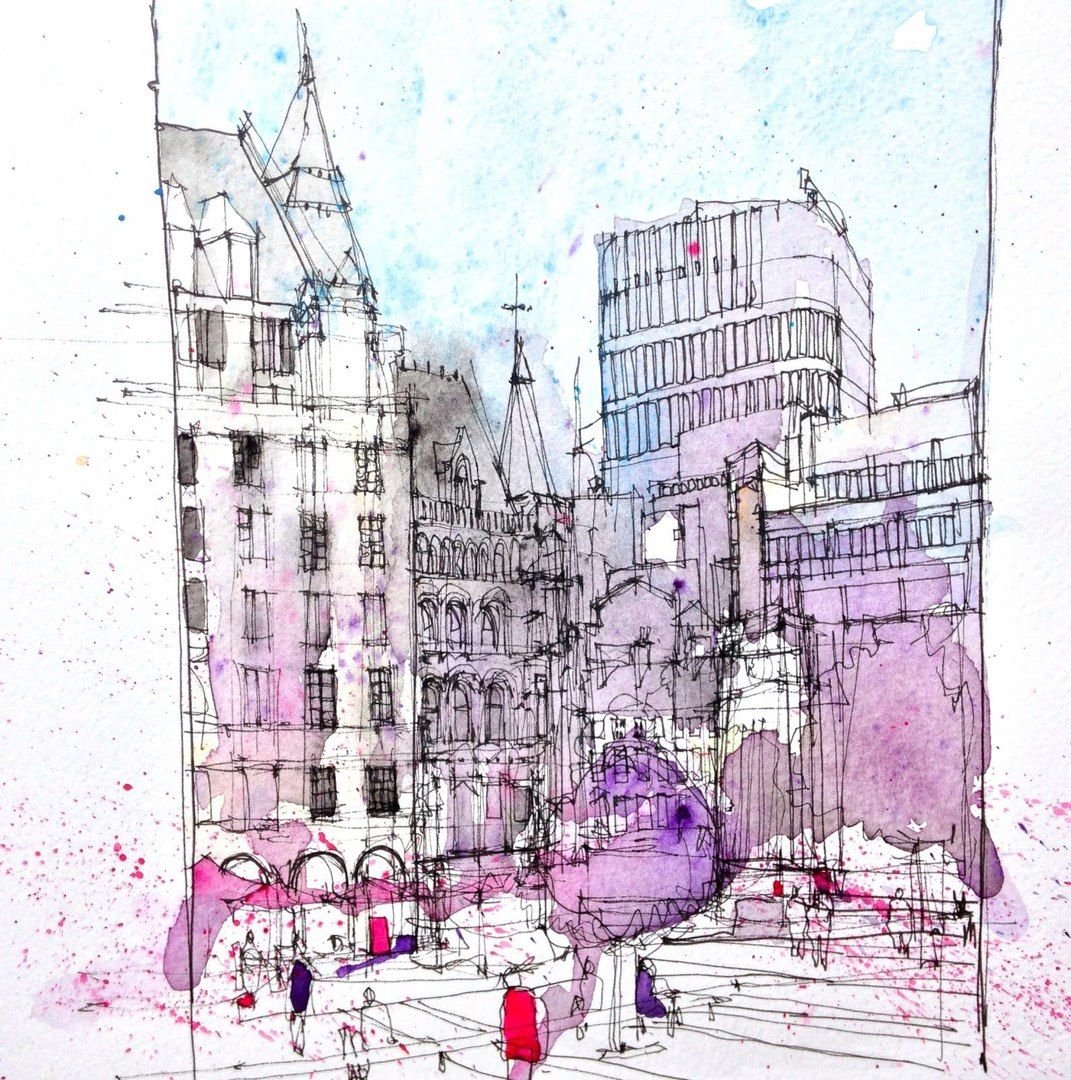 Скетч городской пейзаж