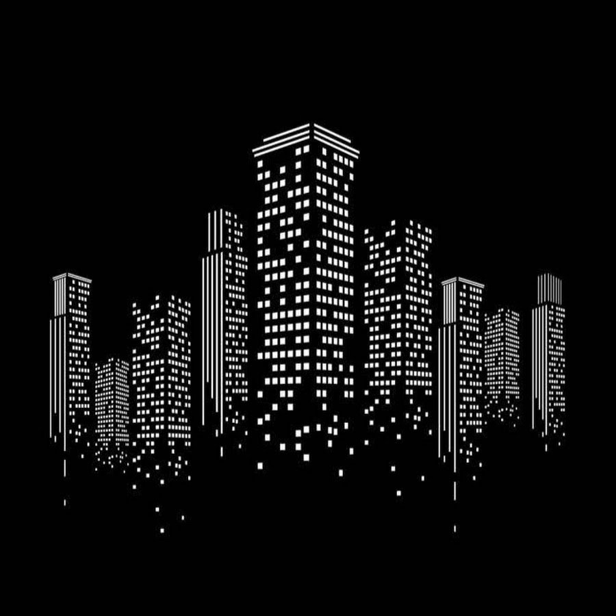 Силуэты домов ночного города