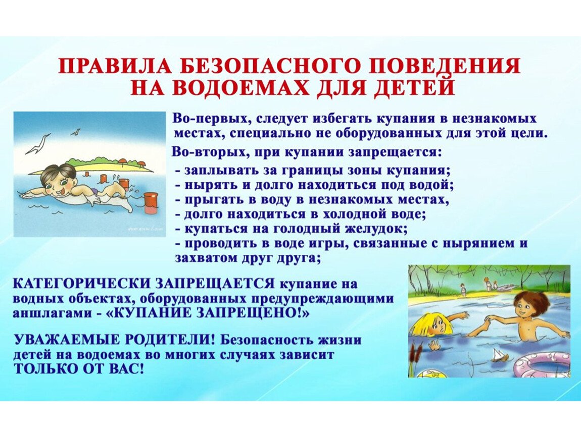 Правила безопасного поведения на водоемах
