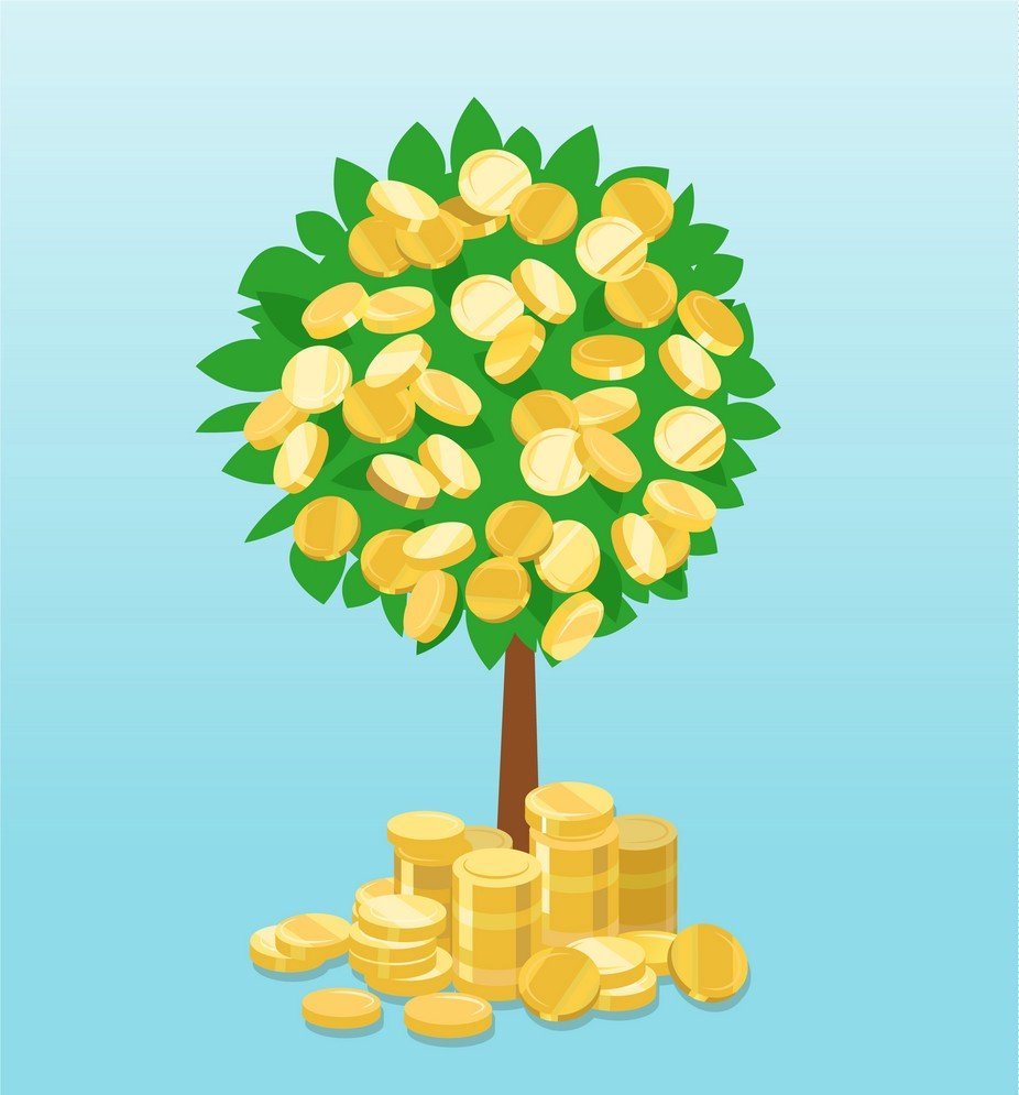 Дерево с золотыми монетами