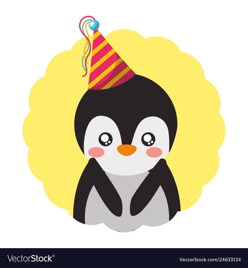 Пингвин на дне рождения вектор