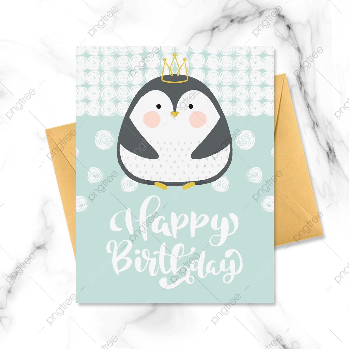 Пингвинчик с днем рождения маркерами