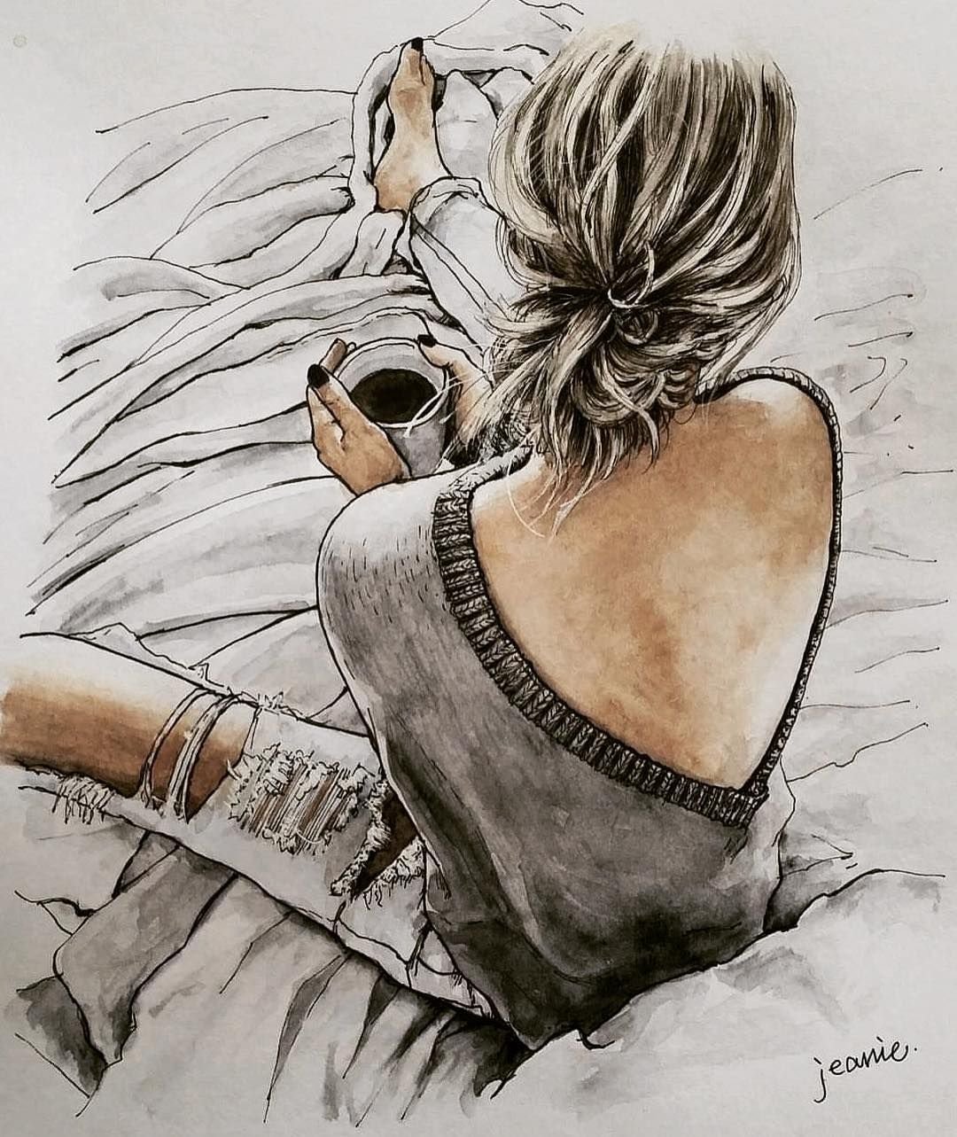 Рисунок девушки карандашом