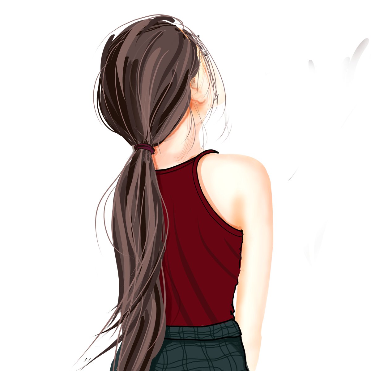 Девушка со спины карандашом