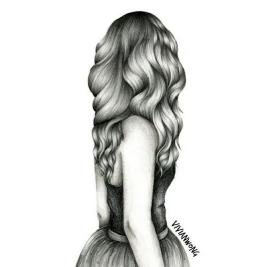 Нарисованная девушка с пучком