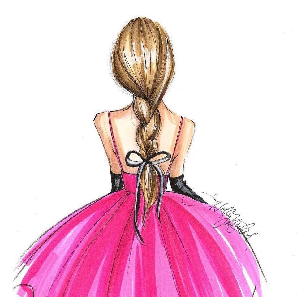Девушка со спины рисунок