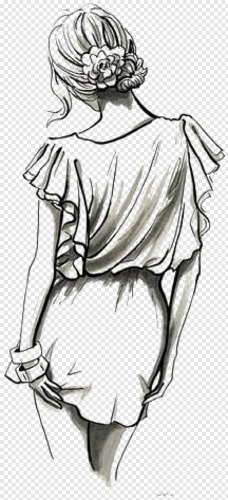 Девушка со спины рисунок