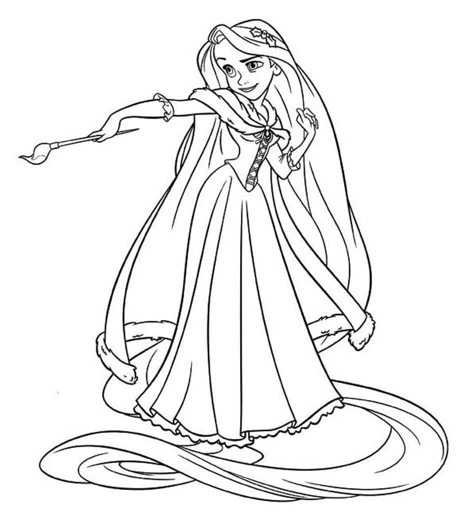 Раскраска принцесса Рапунцель маленькая