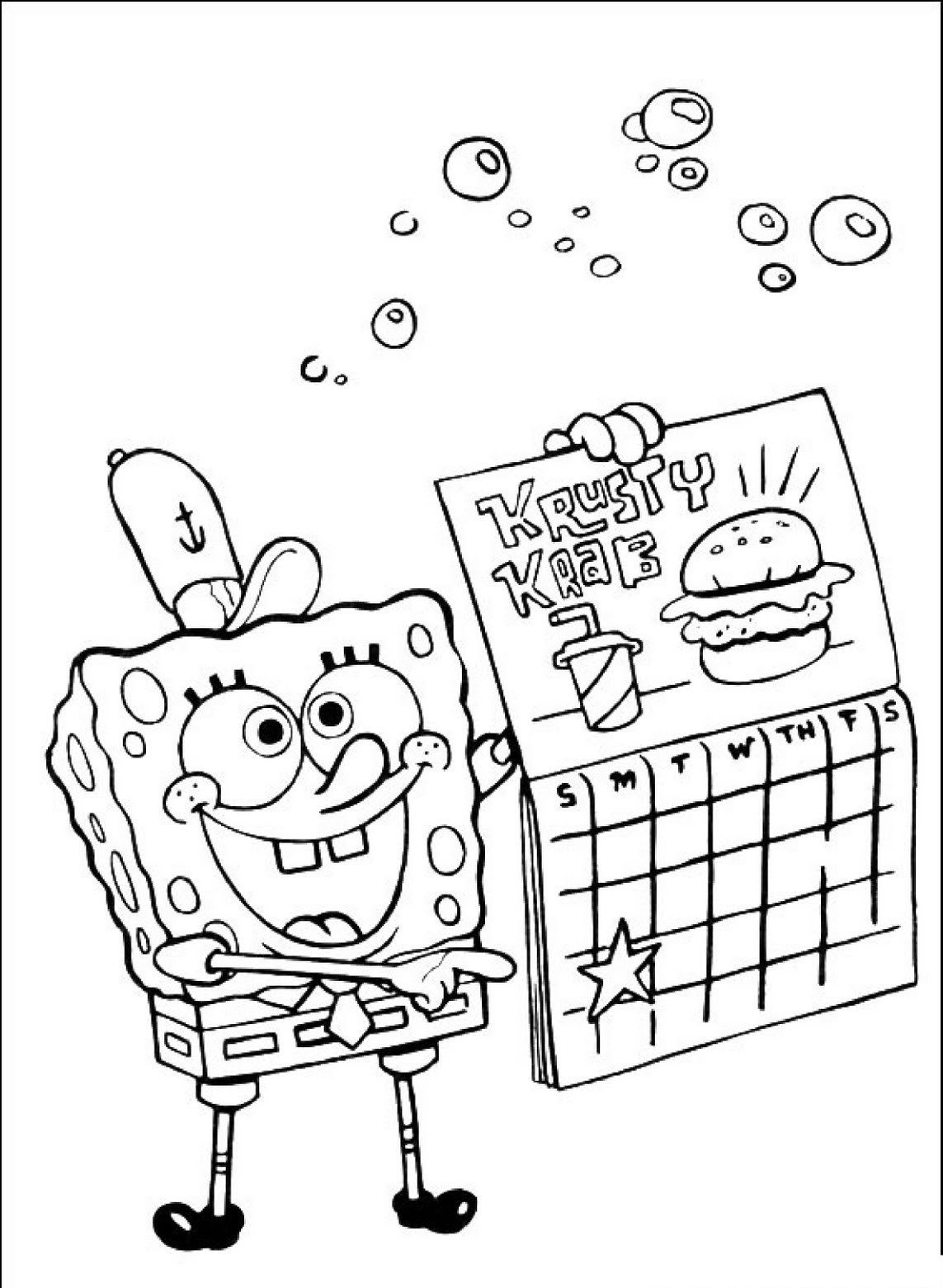 Прикольные раскраски губка Боб