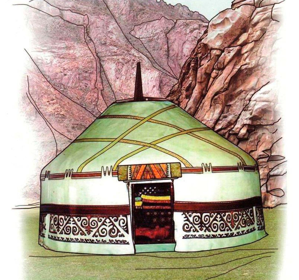 Жилище башкир.(юрта) рисунок