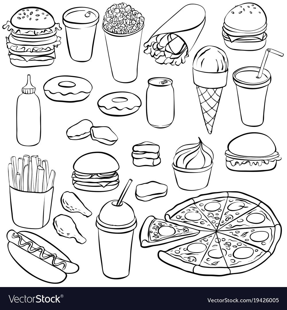 Раскраска мини фаст фуд