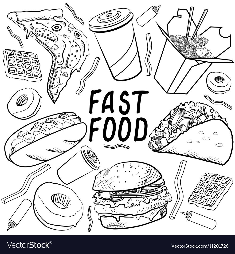 Рисунки для скетчинга легко фаст фуд