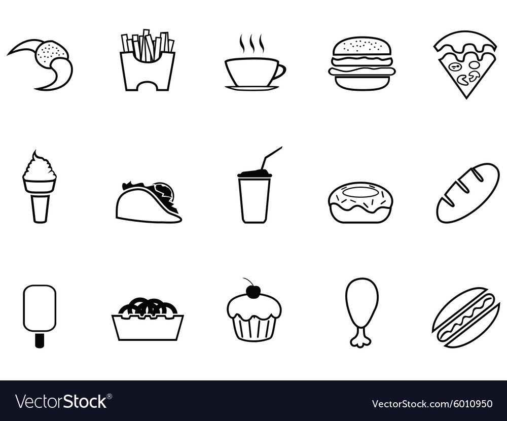 Иконки с едой для инстаграма черно белые
