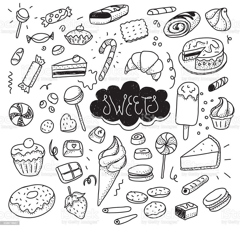 Наклейки для чёрно белые вкусняшки