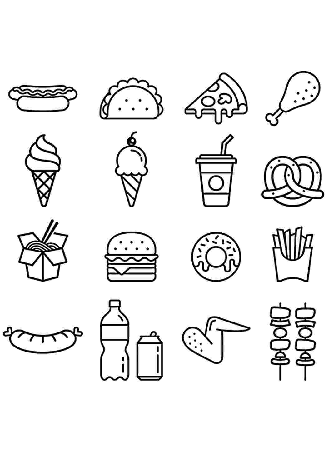 Раскраска маленькая еда