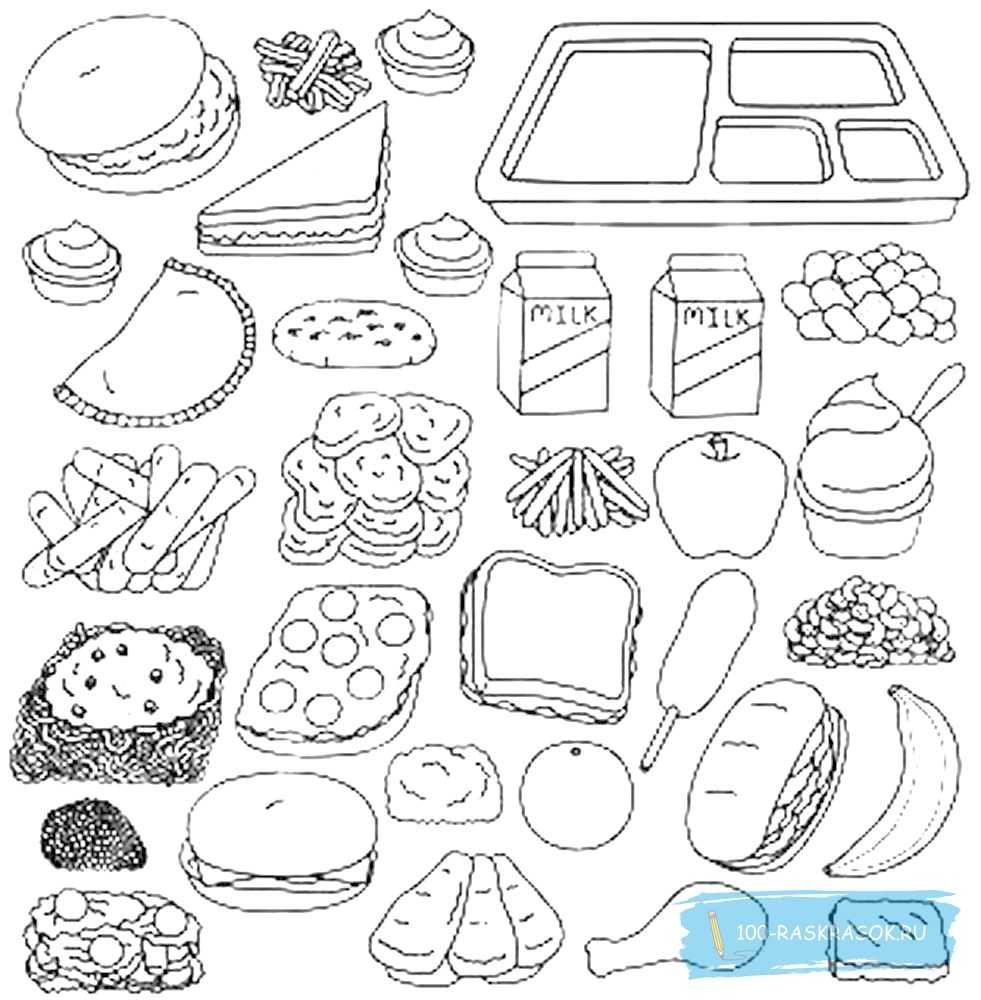 Продукты раскраска для детей