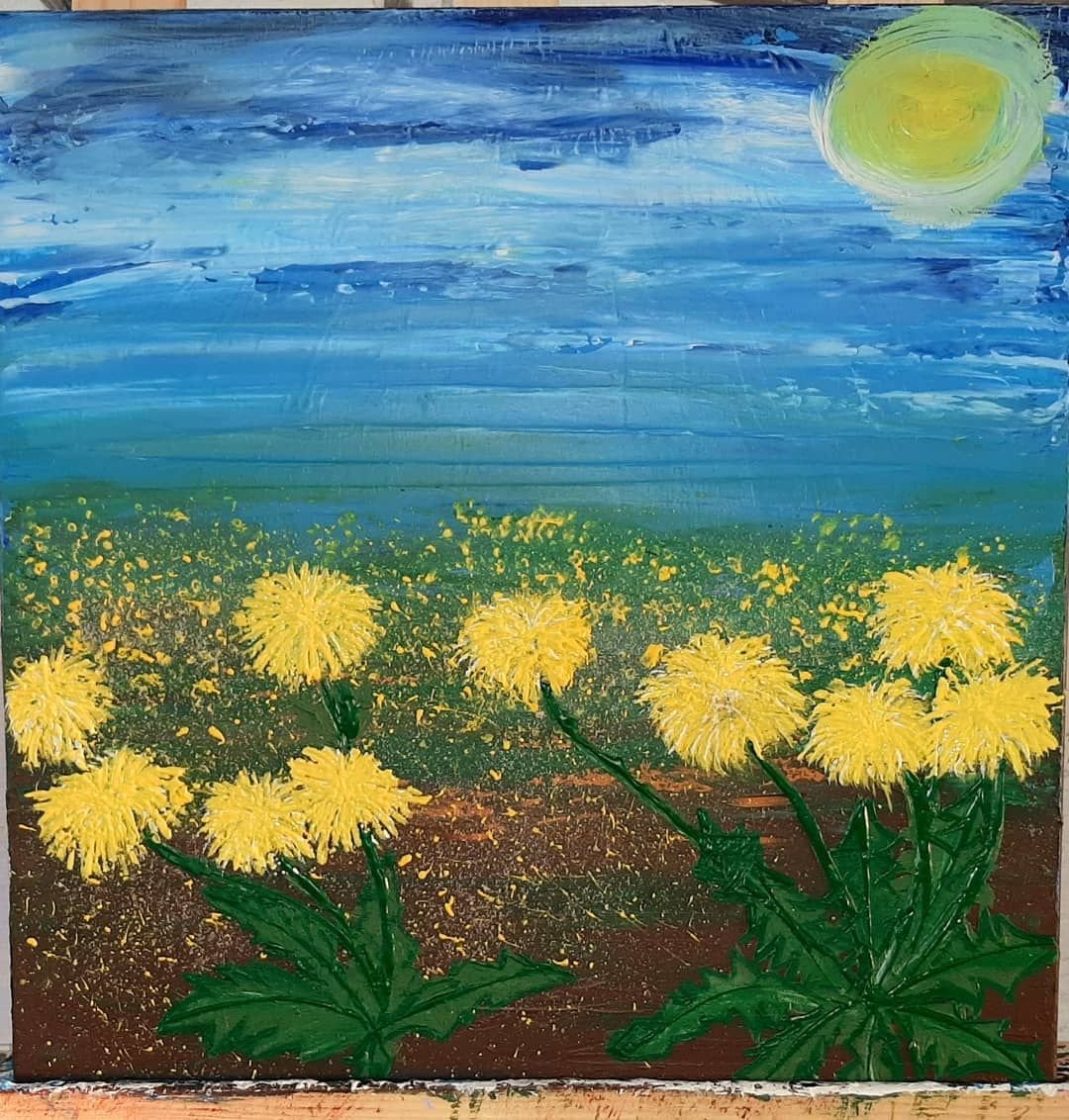 Одуванчики акрилом