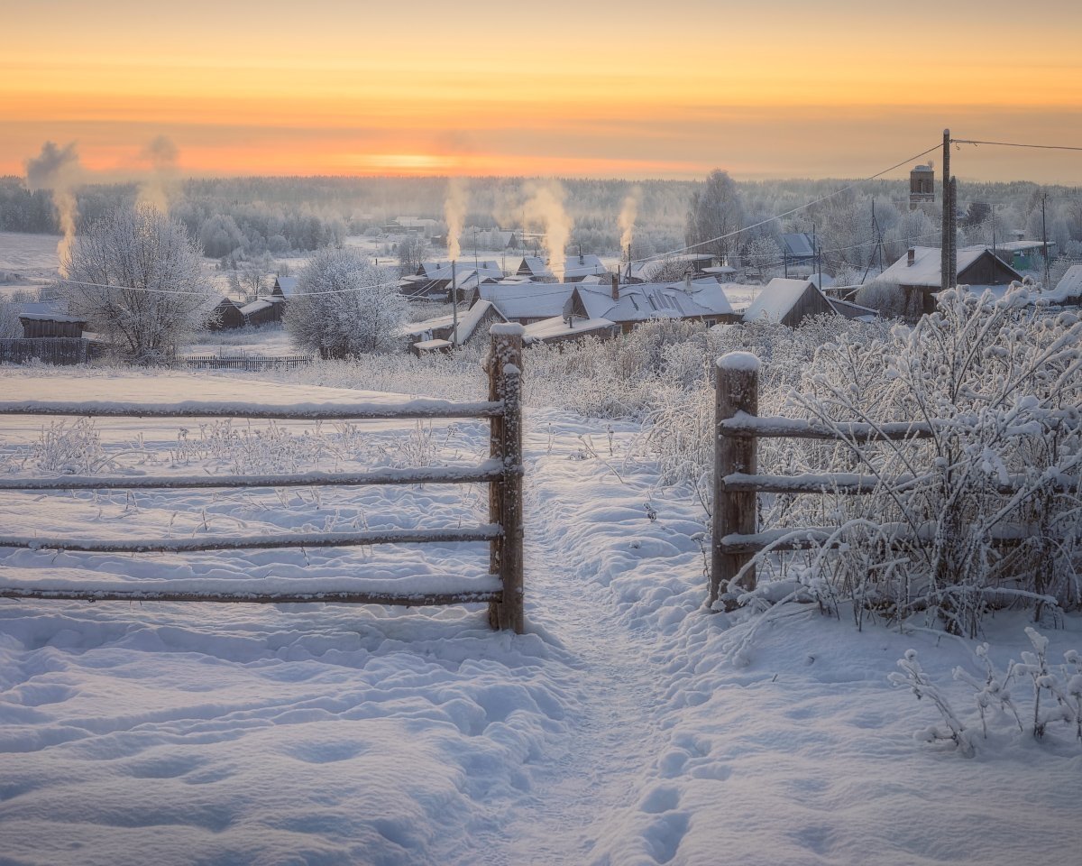 Зимний пейзаж деревня