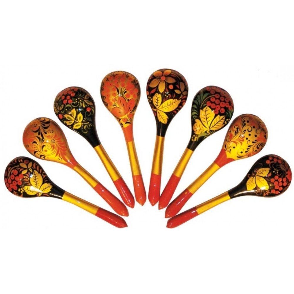 Ложка деревянная роспись Хохлома музыкальная