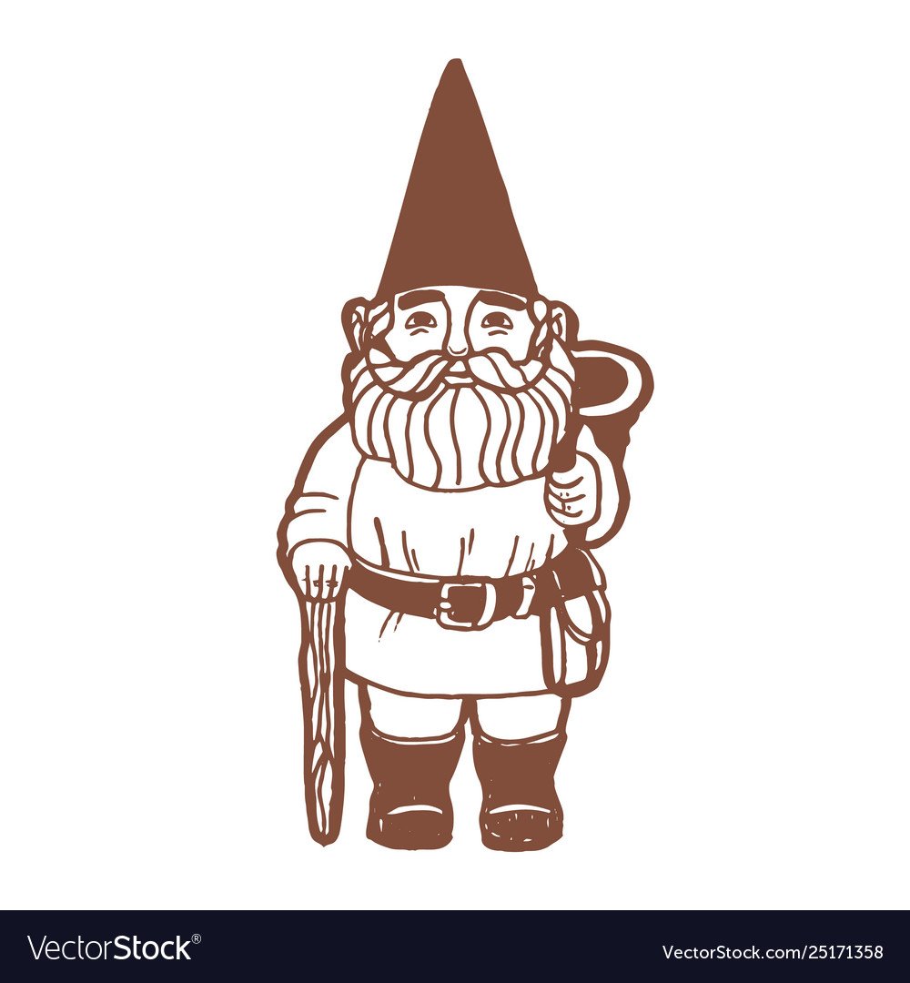 Новогодний Гном вектор чб