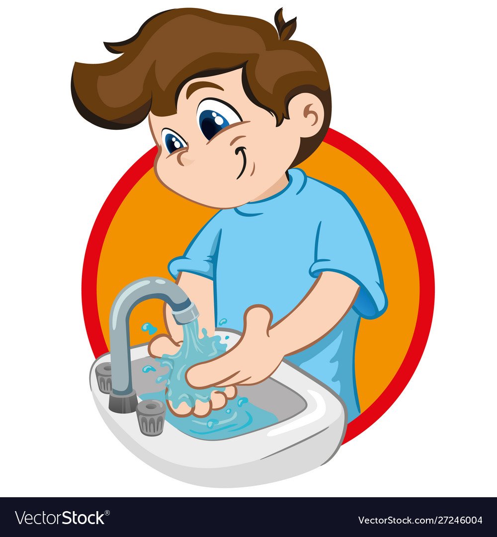 Рисунок мою руки в раковине