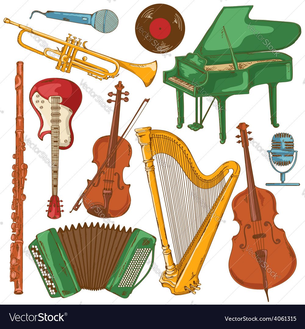 Музыкальные инструменты рисунки цветные