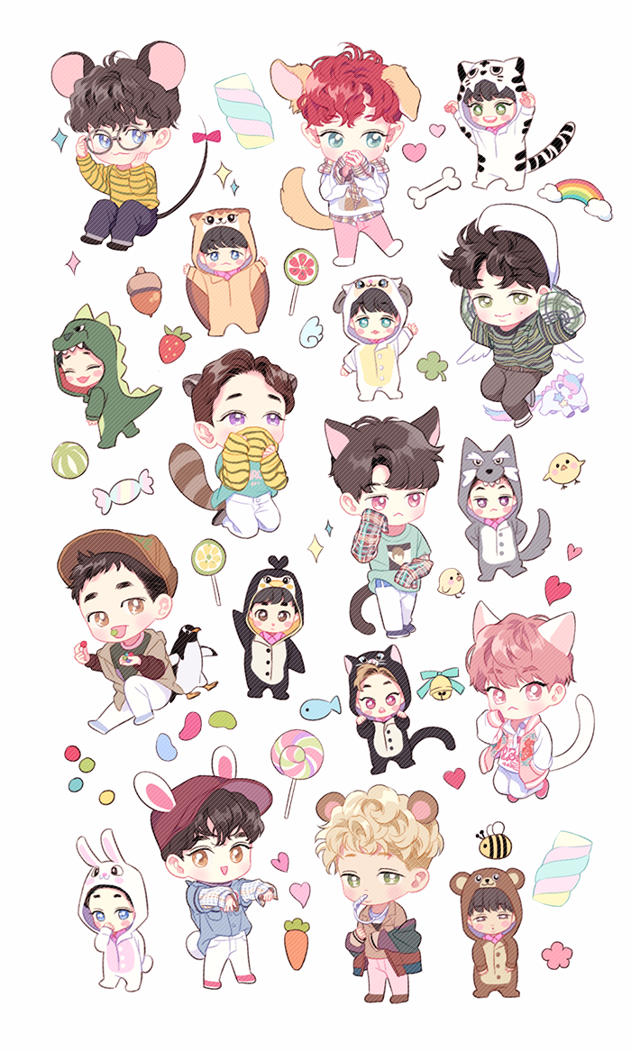 БТС Чиби наклейки