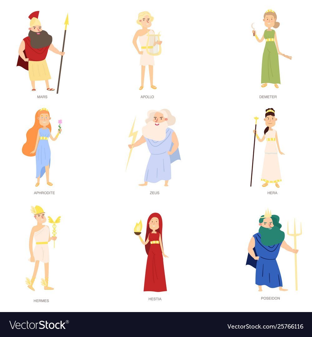 Греческие боги и Богини векторные изображения