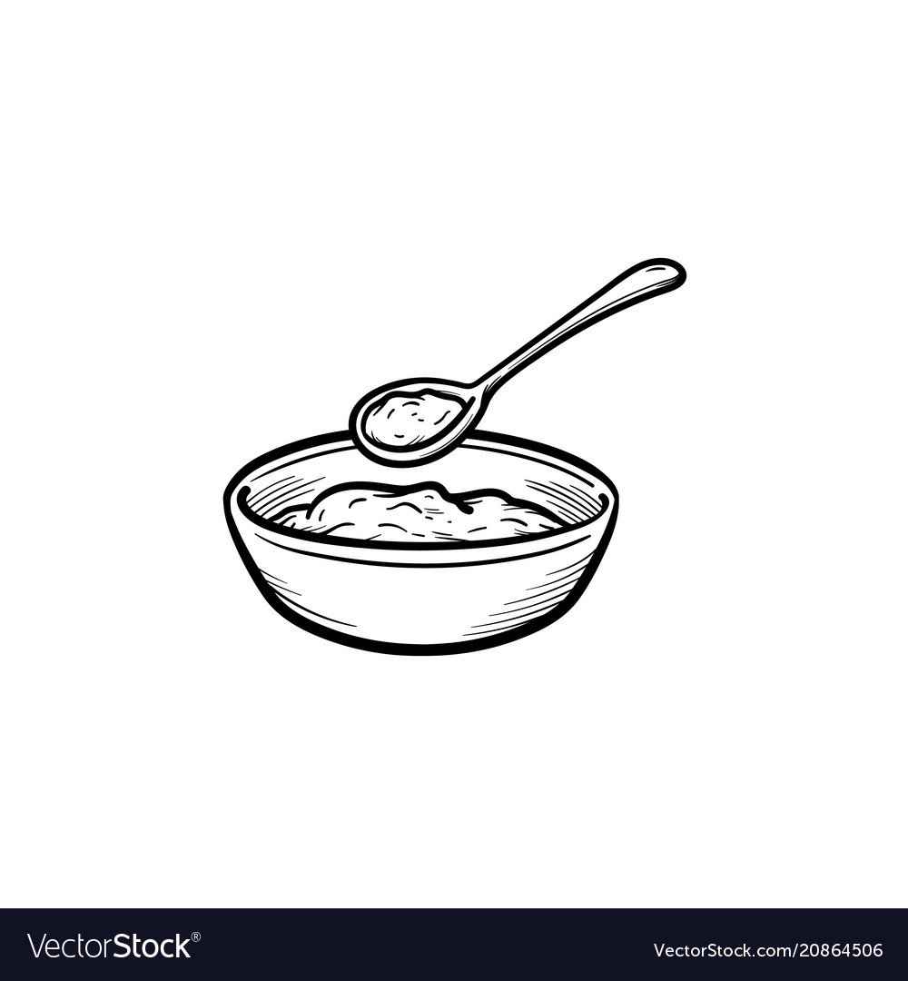 Миска с ложкой нарисованные