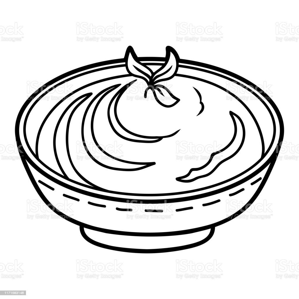 Разукрашка тарелки с кашей для детей