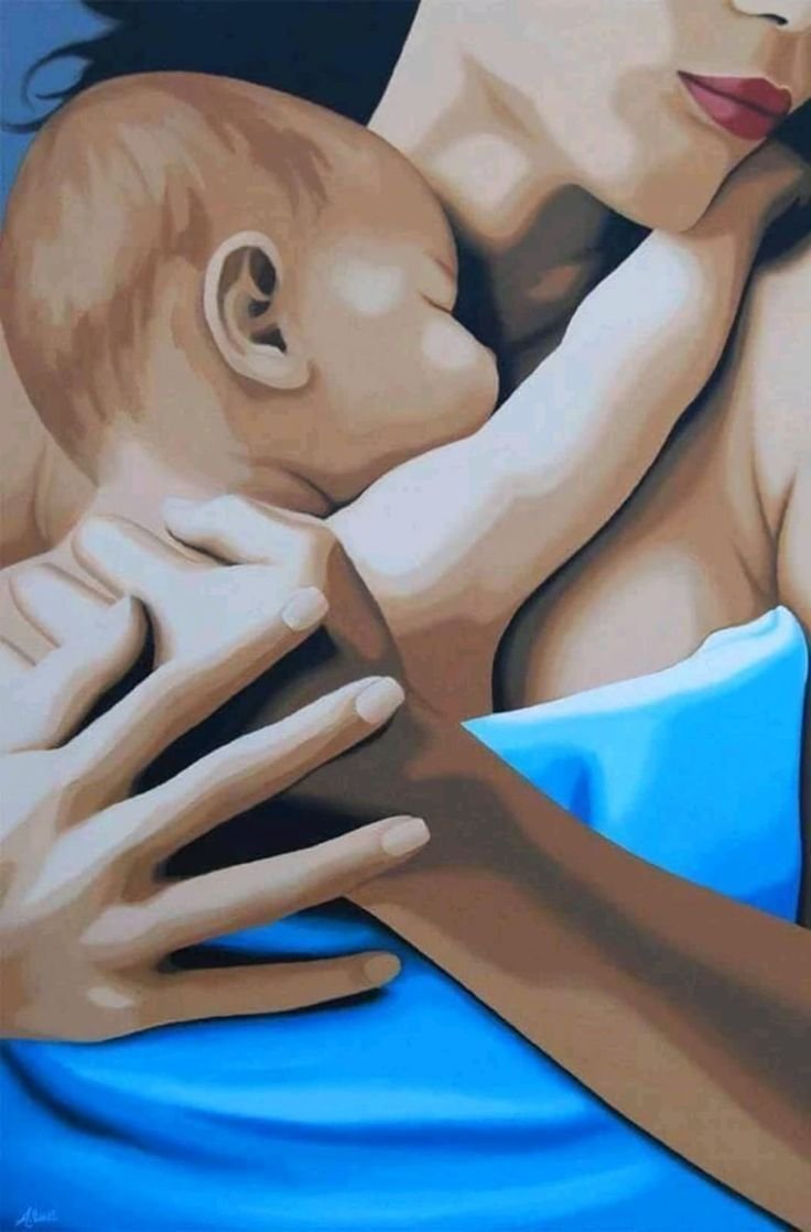 Мама с младенцем арт