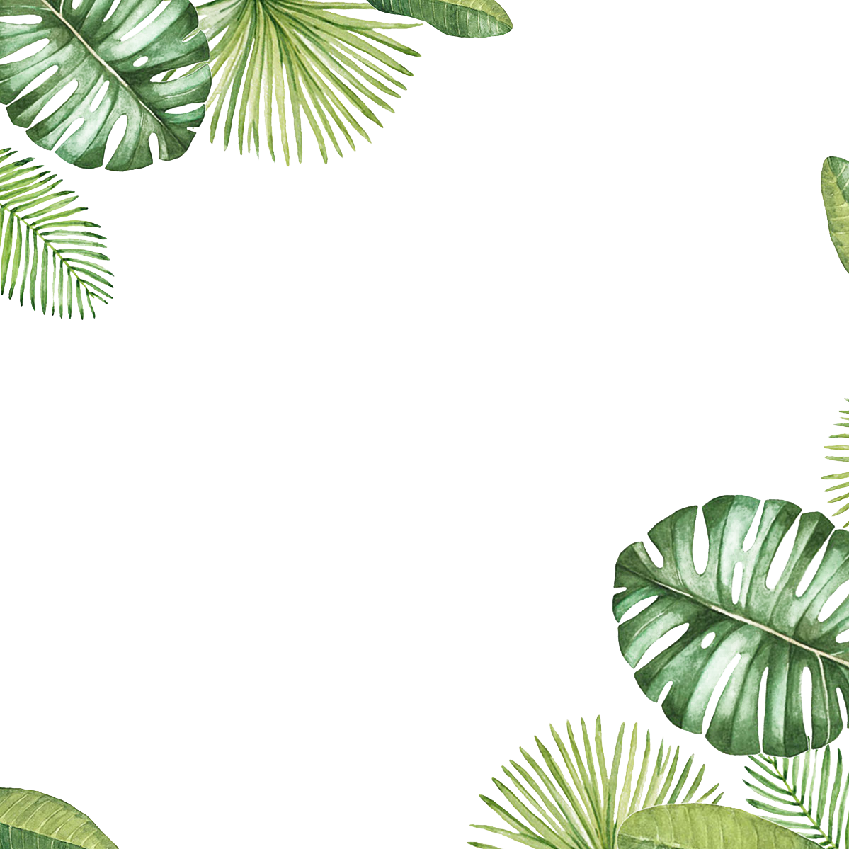 Тропические листья акварелью