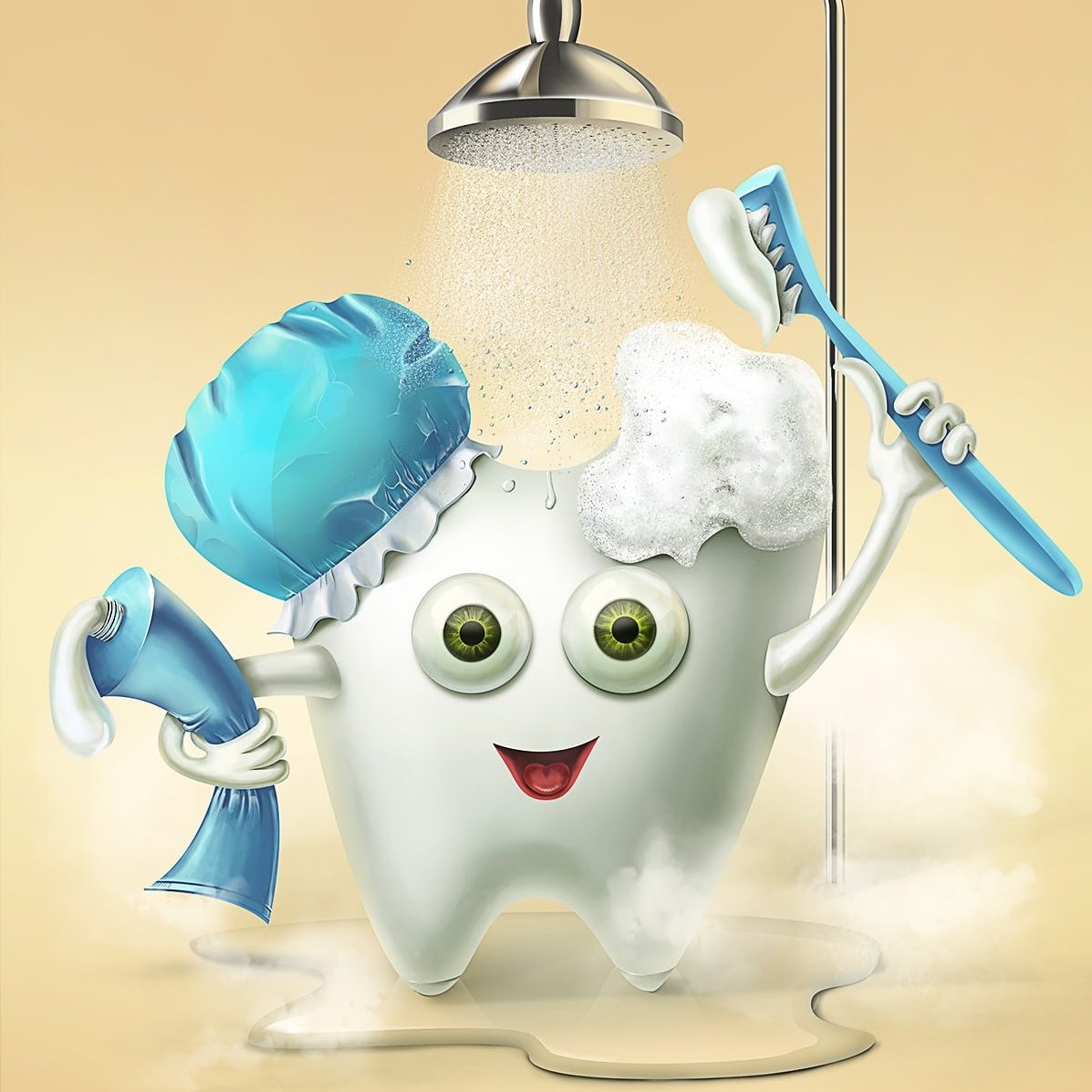 Спящий мультяшный зуб