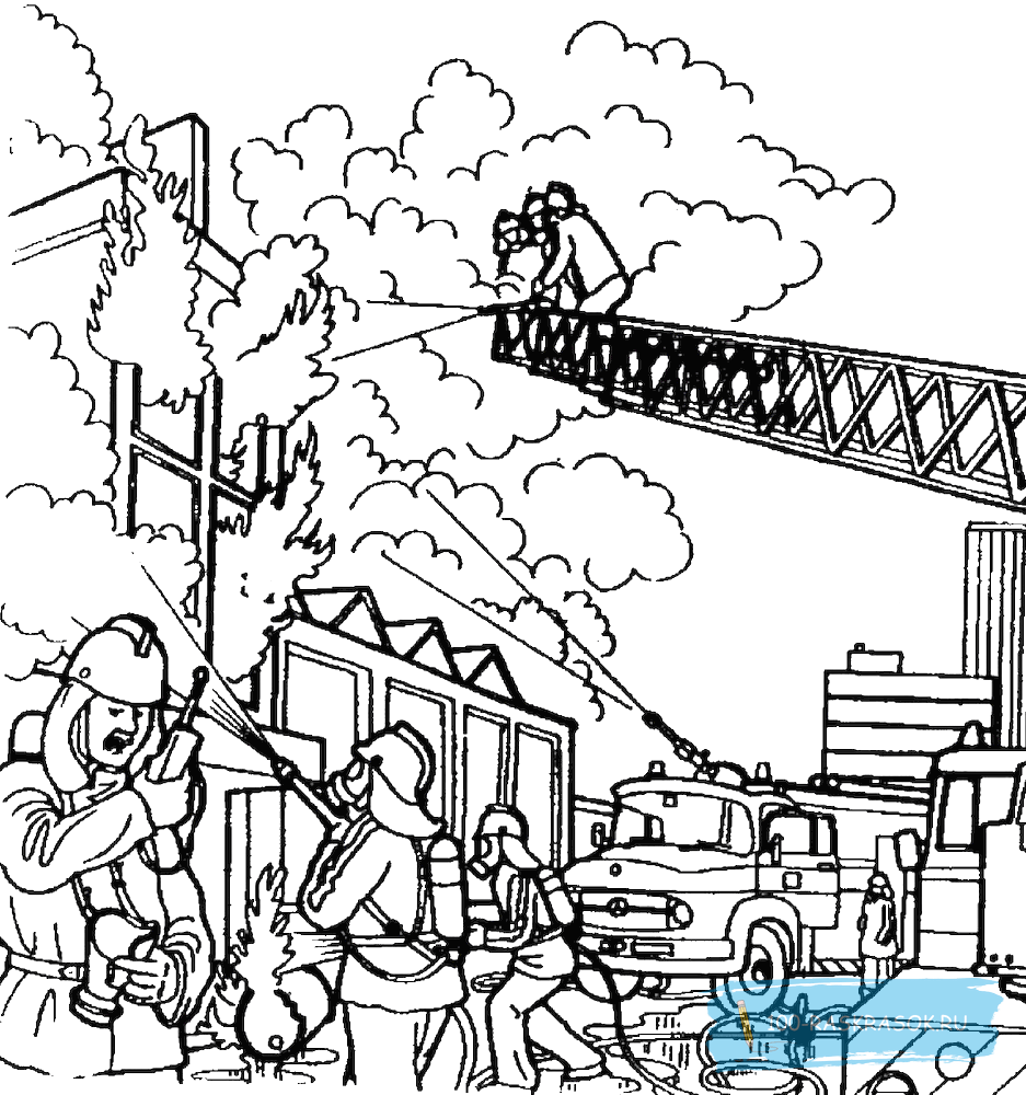 Трафарет пожарного для детей