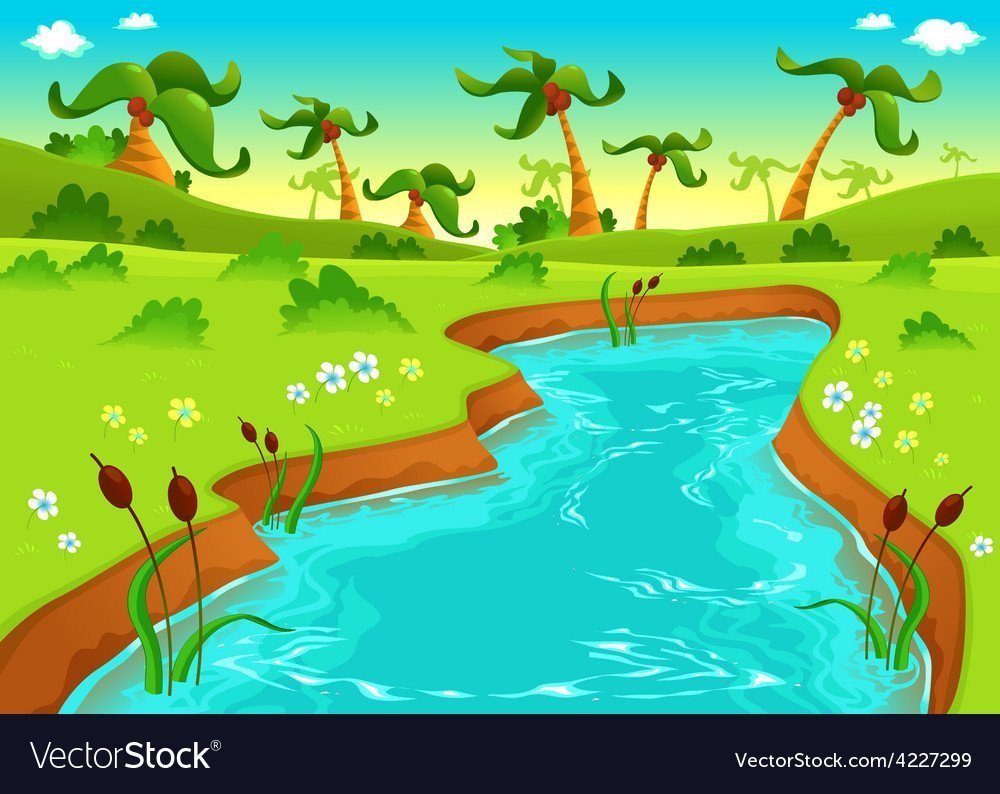 Река мультяшная в джунглях