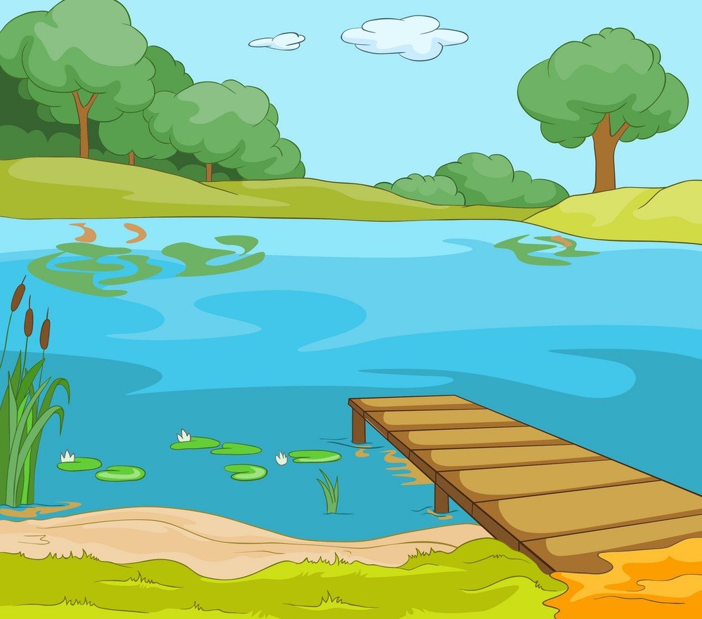 Иллюстрация речки и пляжа