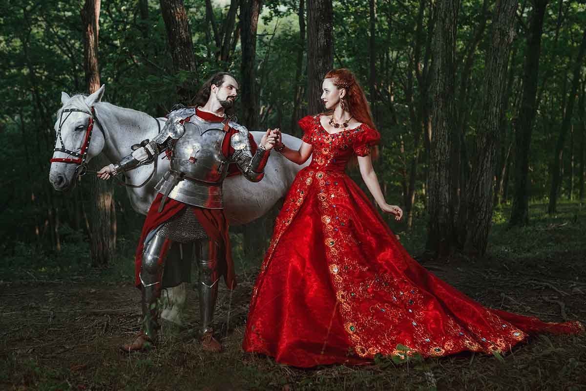 Конь с средневековье дамы и Рыцари