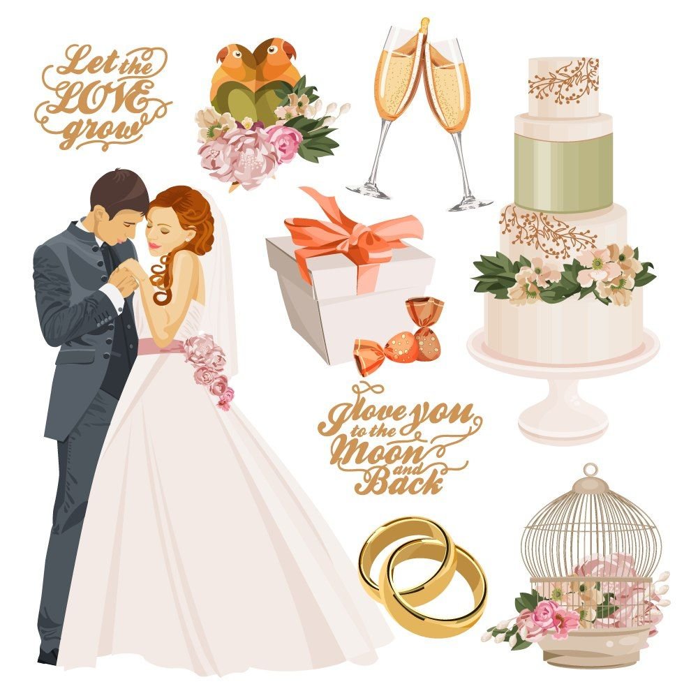 Жених и невеста на белом фоне