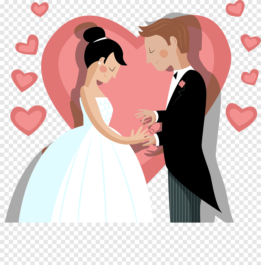 Жених и невеста мультяшные на фоне