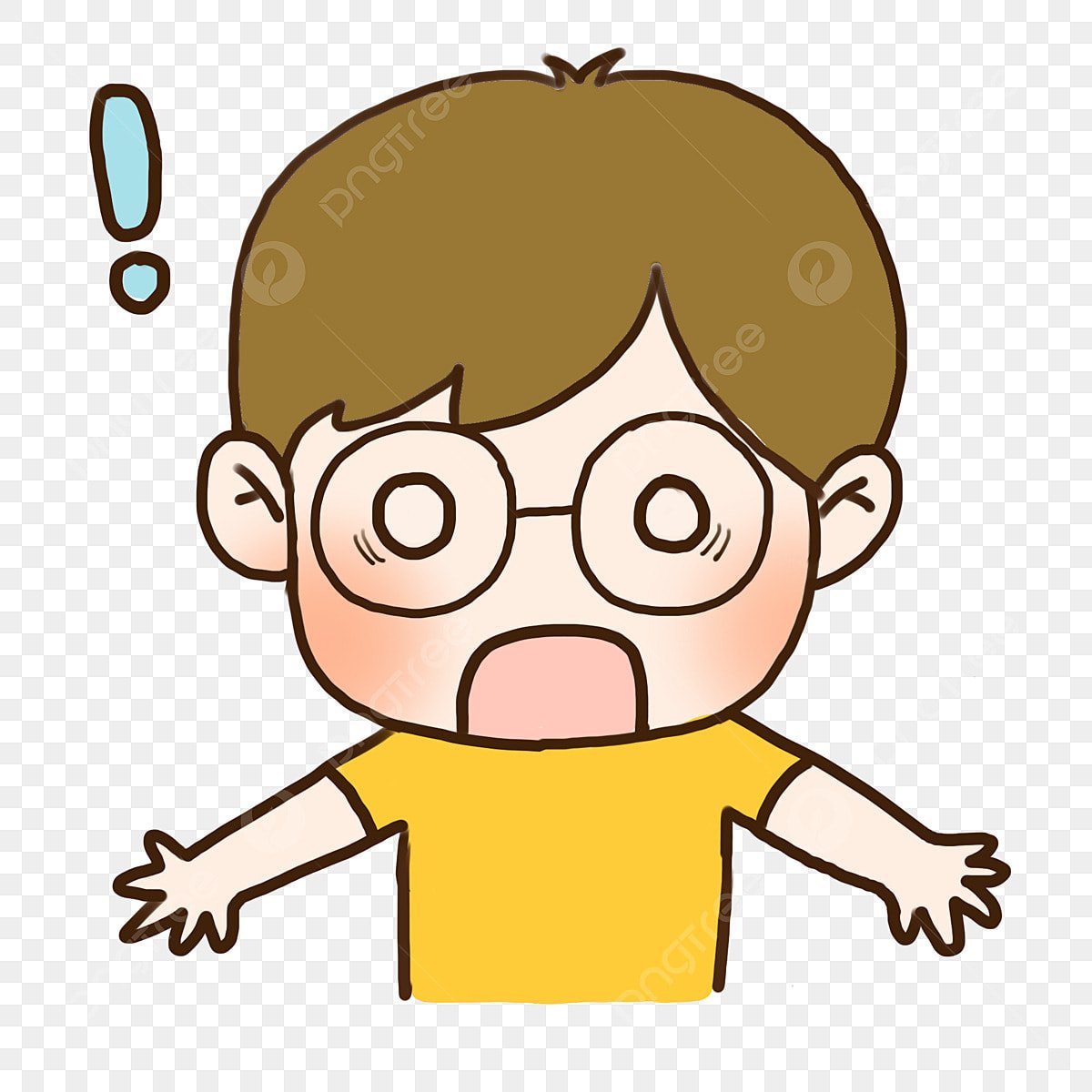 Нарисованный удивленный мальчик