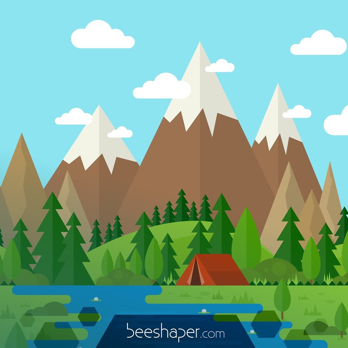 Пейзаж из геометрических фигур