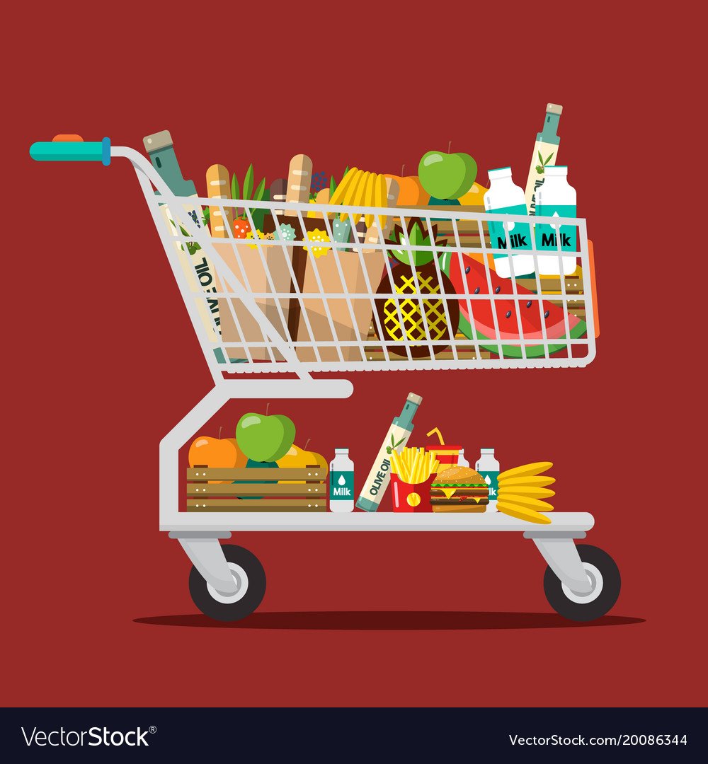 Фон тележка с товарами