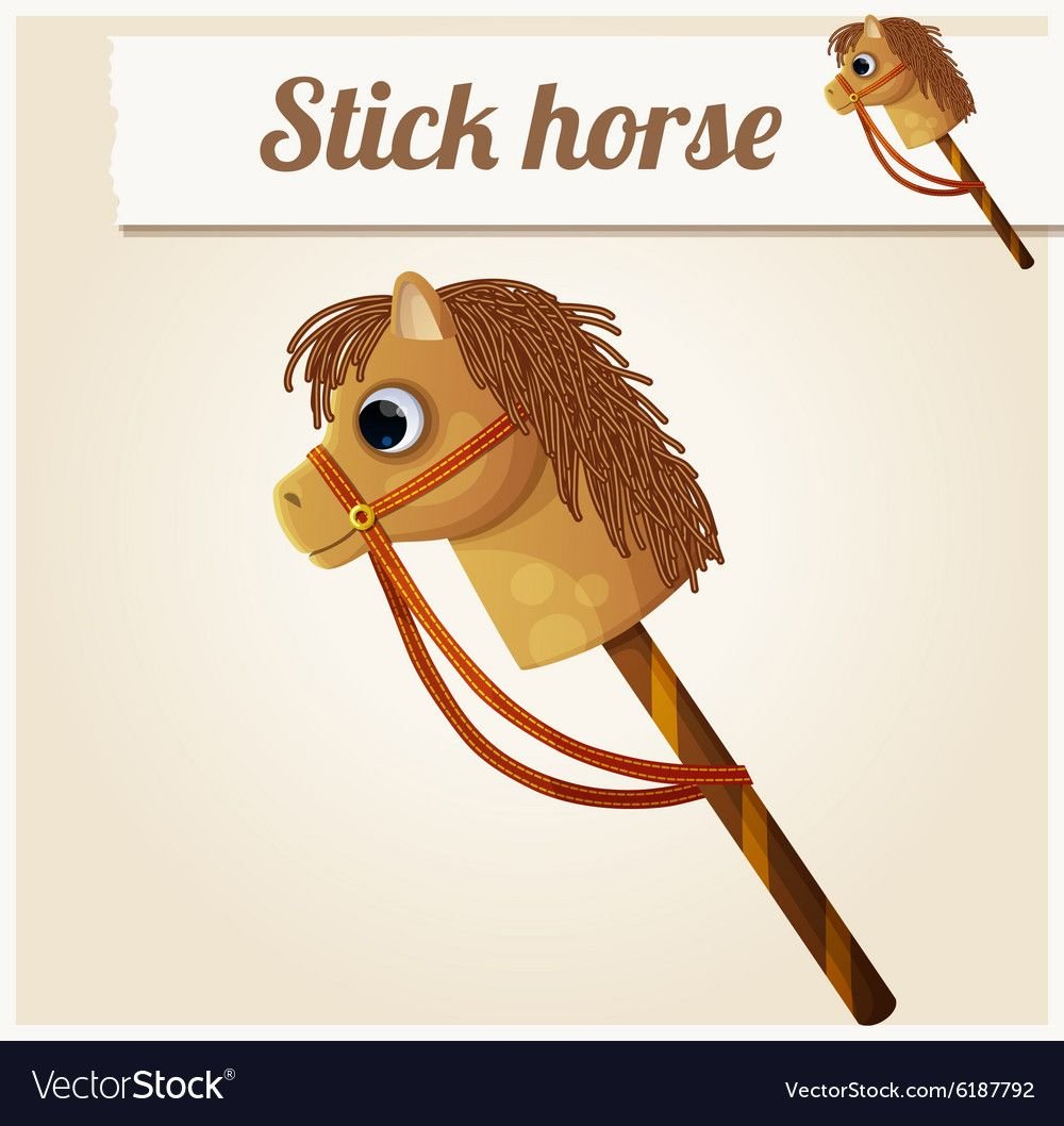 Голова коня на палочке мультяшная