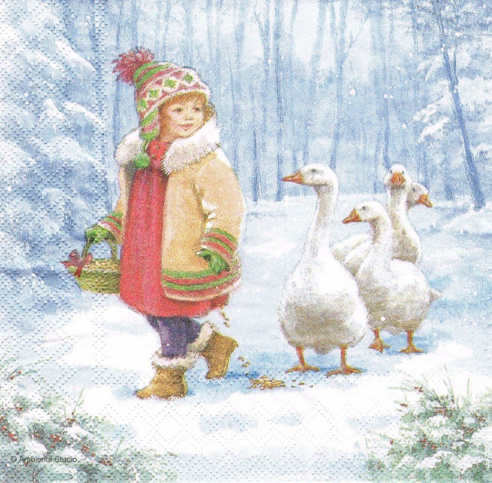 Салфетки для декупажа гуси