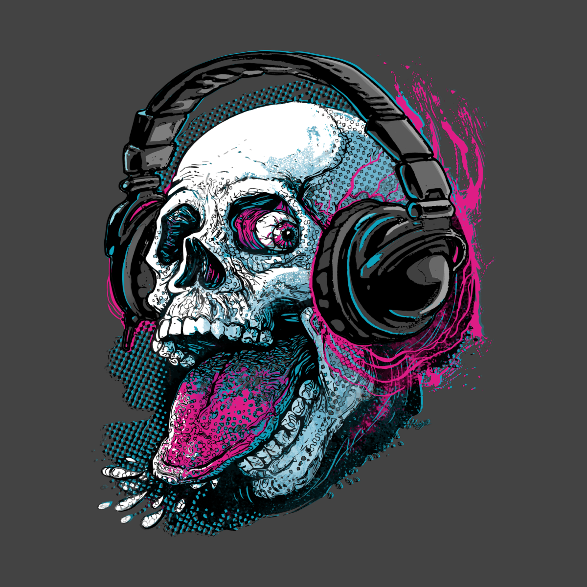 Разноцветный волк на черном фоне