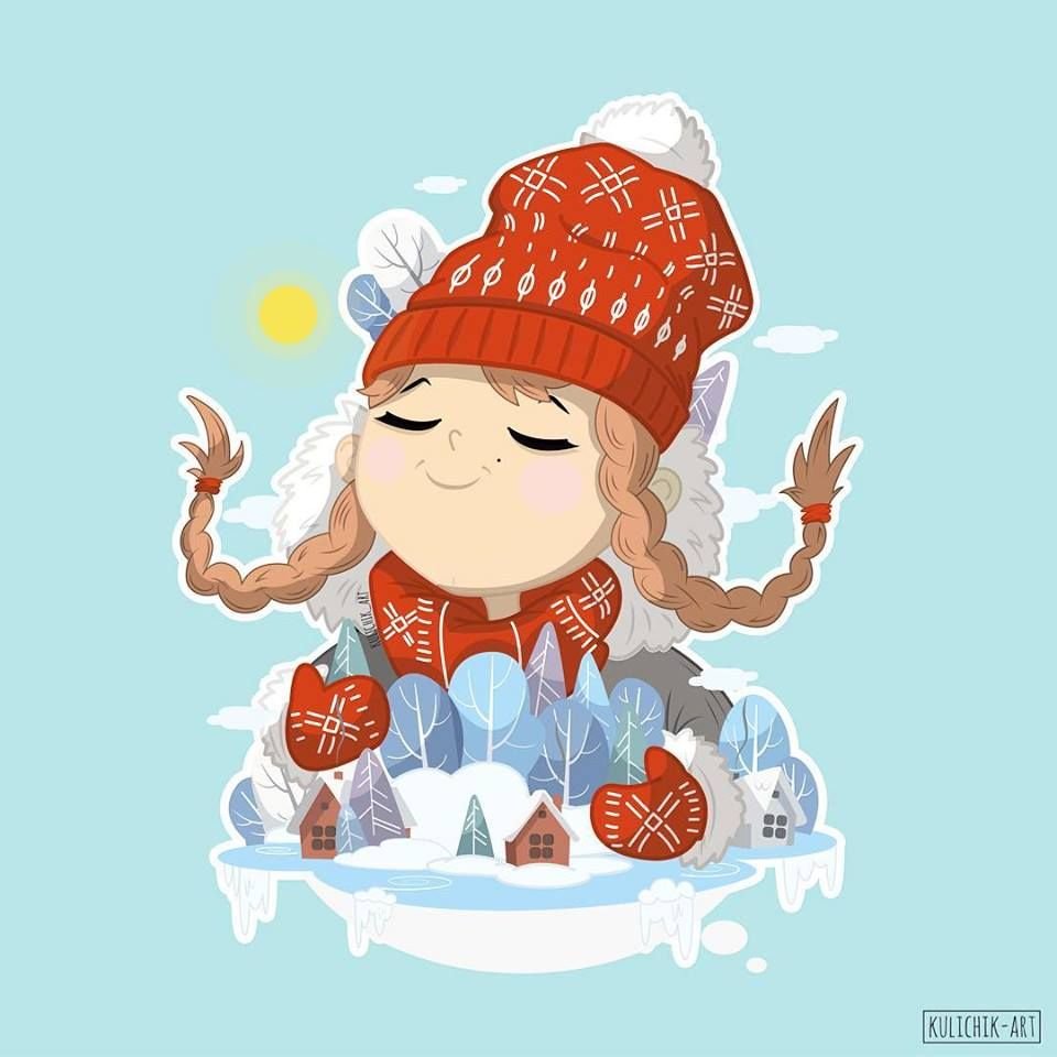 Снегурочка на голубом фоне